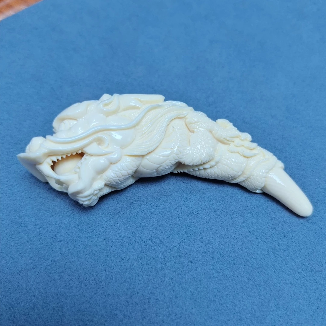 【猛犸兄弟】DJ0017天然猛犸牙手把件盘龙牙尖精工猛犸牙饰品