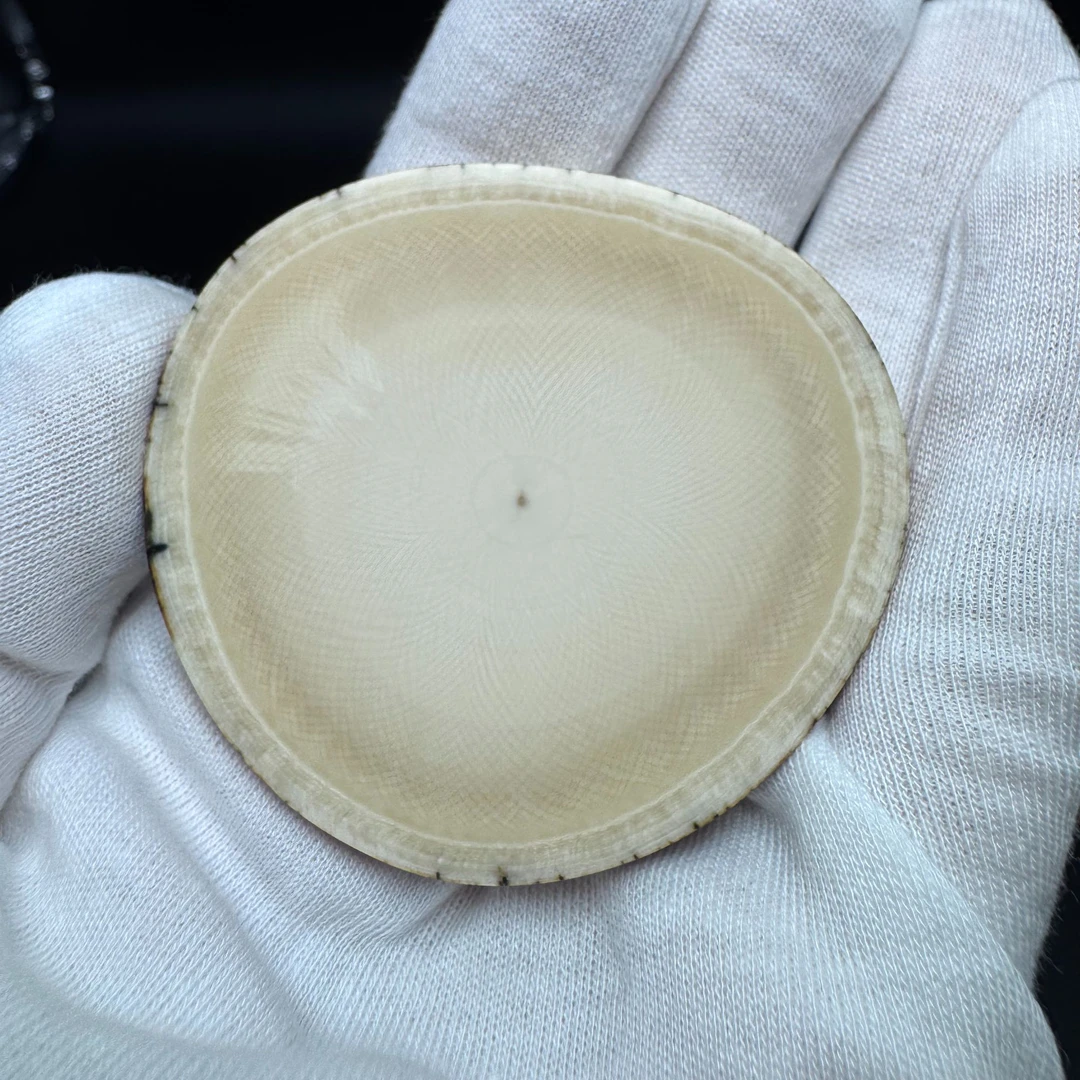 【猛犸兄弟】TY0006天然猛犸象牙莲花纹爆满纹牙饼