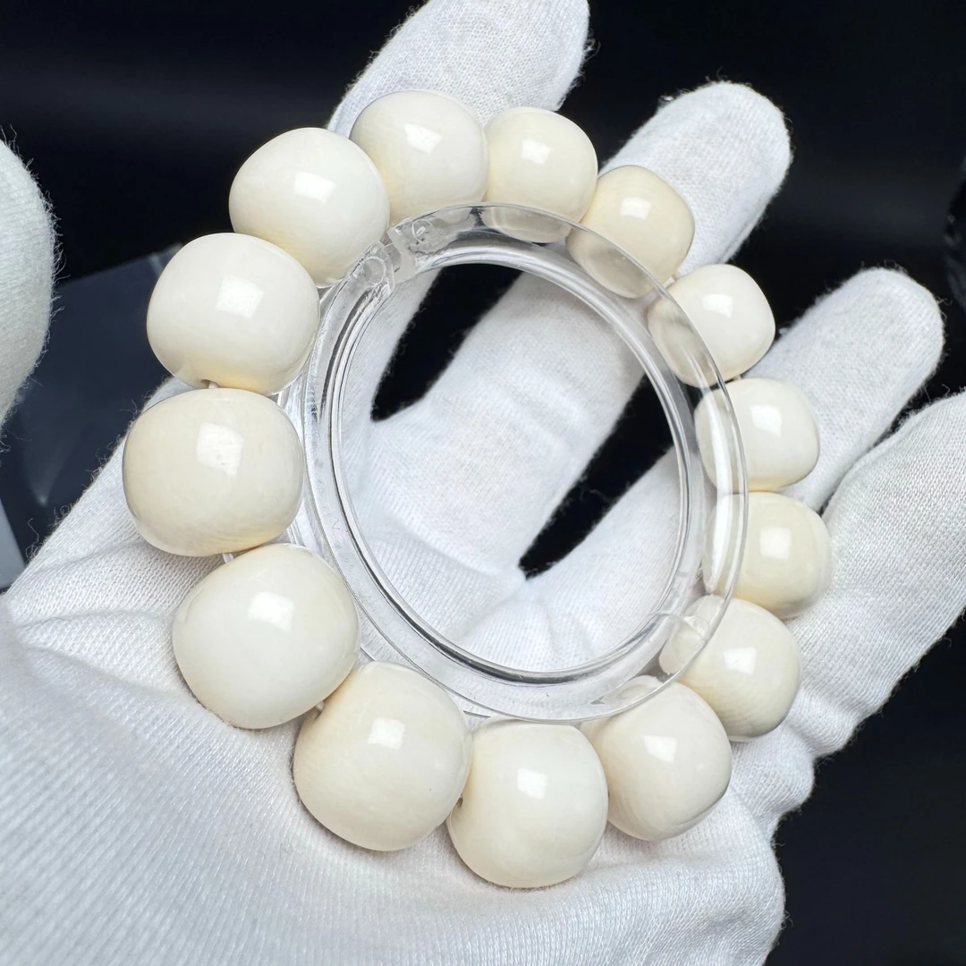 【5A】LX0018猛犸象牙佛珠手串老型14.7x15.7mm手串猛犸牙手串
