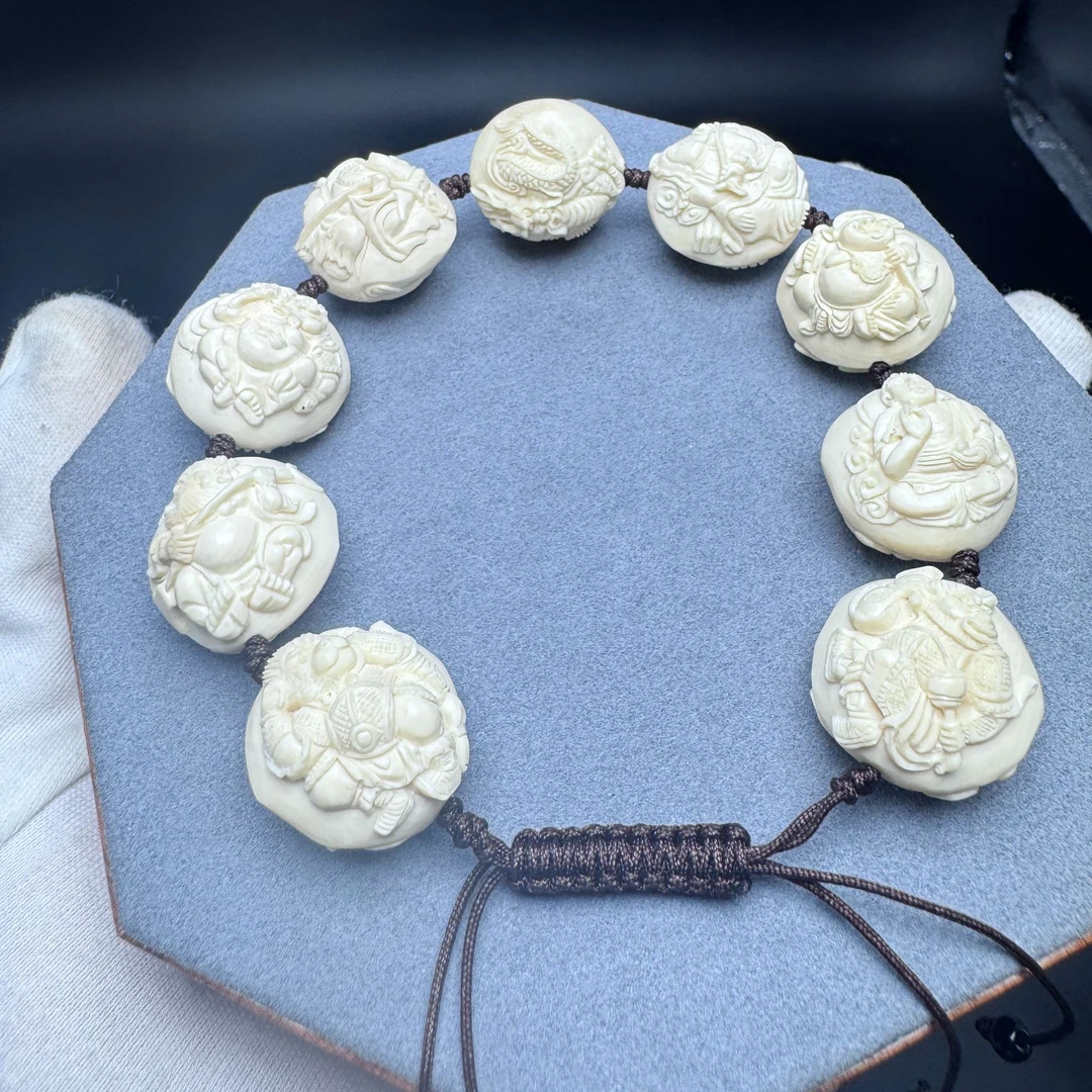 【猛犸兄弟】TT0003猛犸象牙手串猛犸牙雕刻手串20mm（西游记）