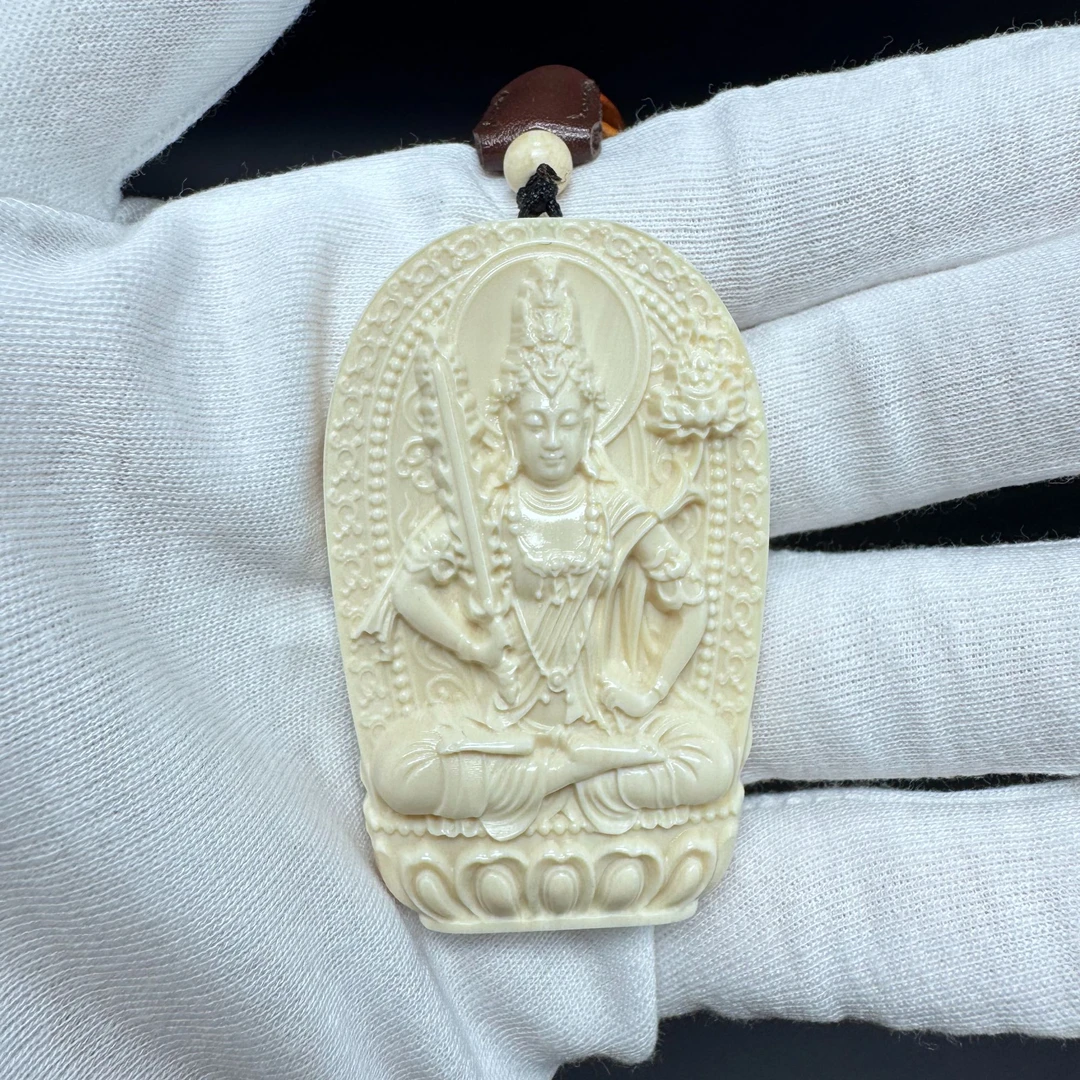 DS0002天然猛犸牙精品雕刻八大守护神之虚空藏菩萨（牛虎）