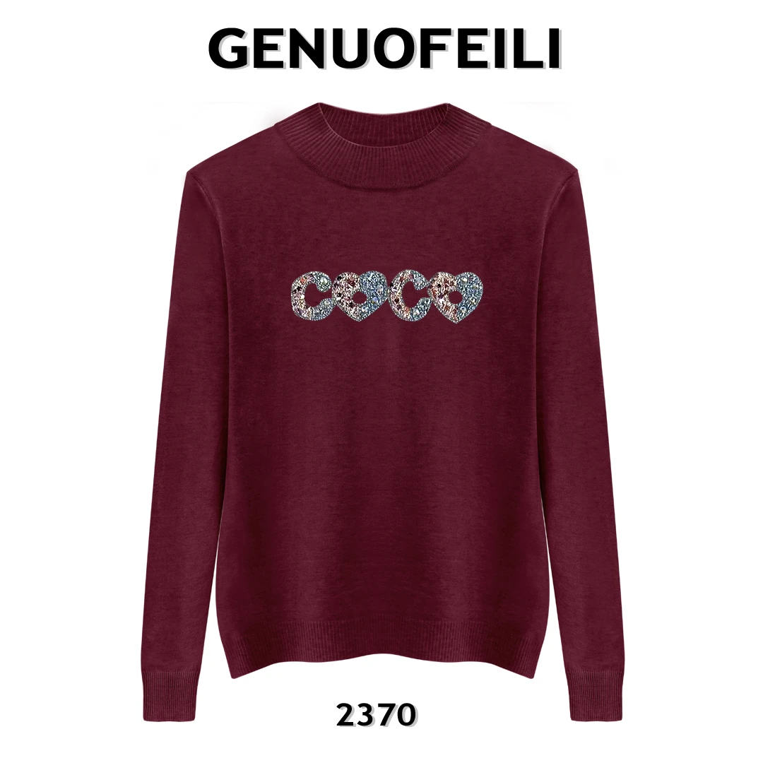 【VAZSLVE/原创设计】时尚气质高级轻奢重工烫钻针织衫打底衫长袖