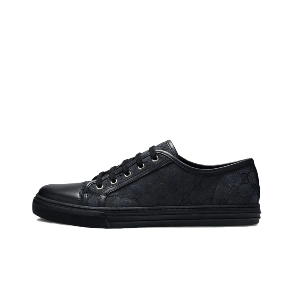 全新未使用 GUCCI/古驰 双G系列 低帮 时尚帆布板鞋 男款 黑蓝
