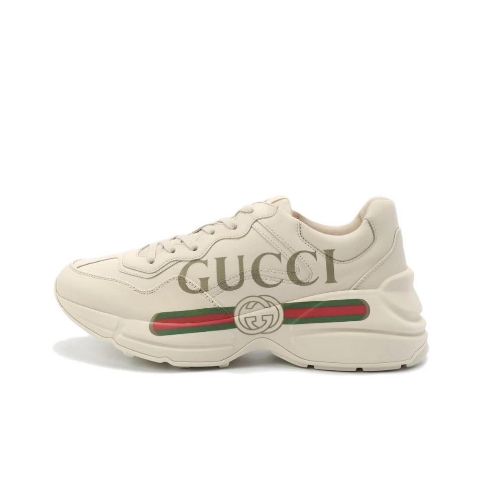 未使用 GUCCI/古驰 Rhyton复古Logo腰带款老爹鞋男女款象牙白