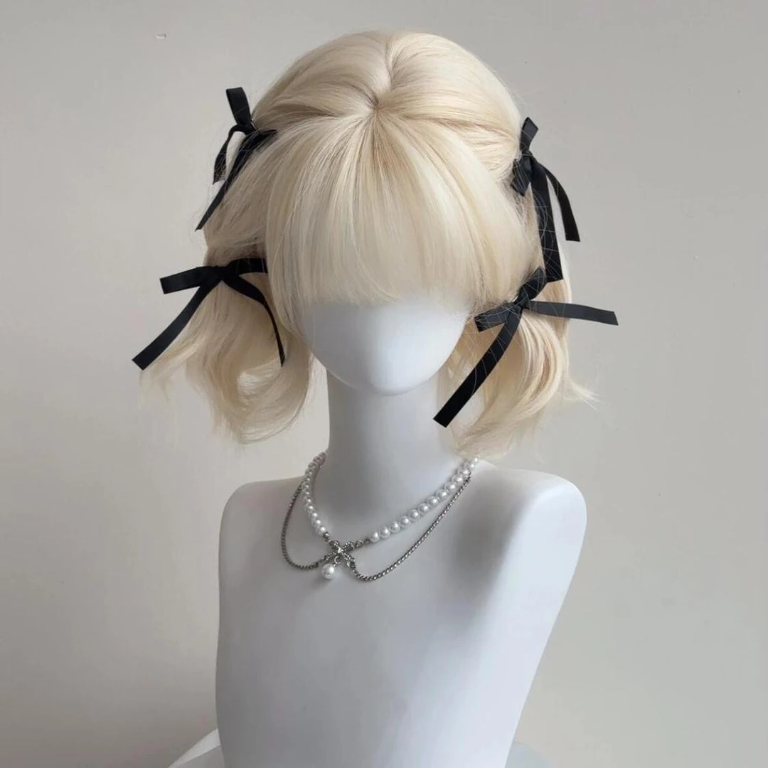 短卷发俏皮可爱奶白金短发造型自然蓬松假发女全头套