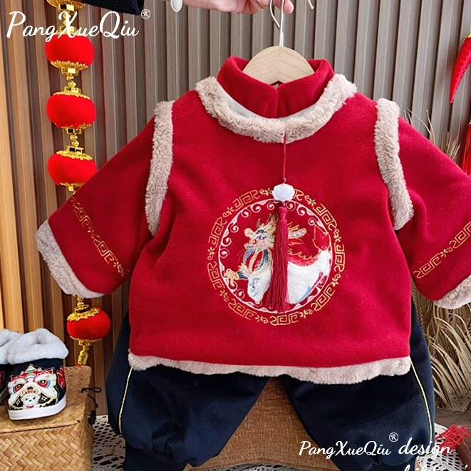 【胖雪球】2024新款宝宝洋气国风冬季套装