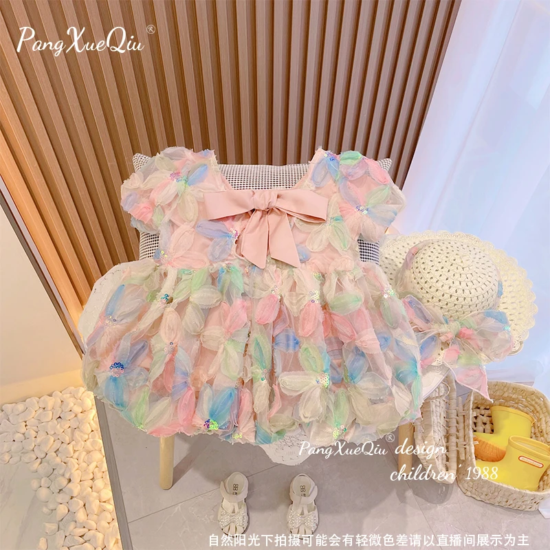 W2023新款新女童夏季阳光碎花公主连衣裙