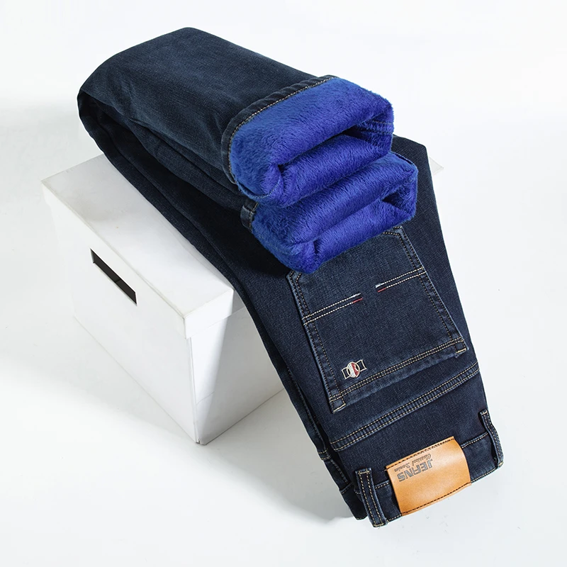 牛仔裤男加绒加厚保暖新款冬季长裤宽松直筒弹力男裤中老年爸爸裤