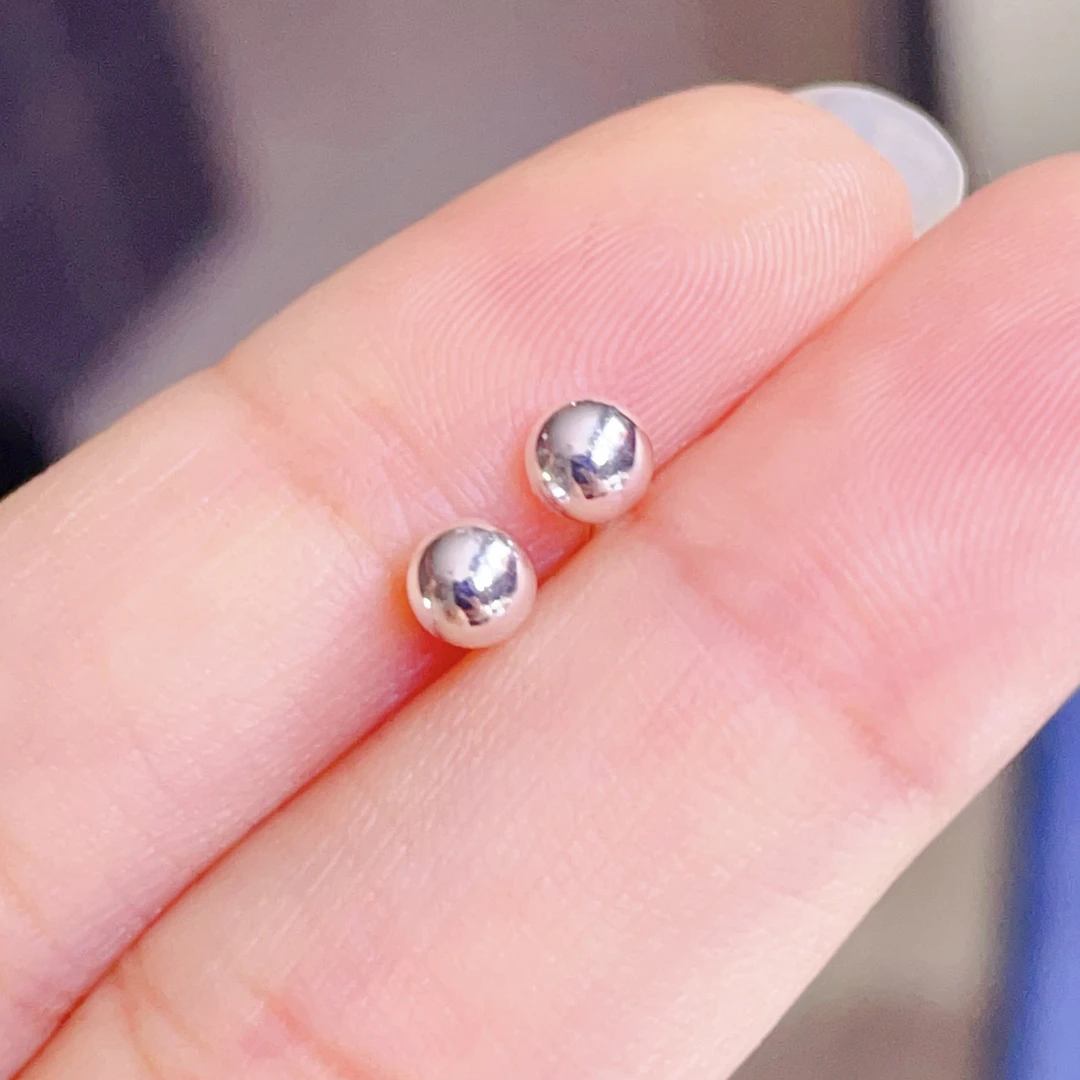 925银耳钉，简约时尚百搭款，4mm，耳针925银，特价福利圆珠为合金