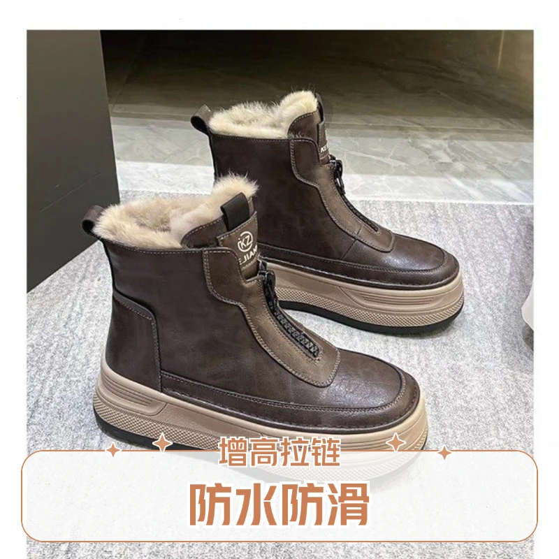 秋冬季爆款雪地靴2024女鞋35-40码增高【5CM】防水防滑加绒拉链新版
