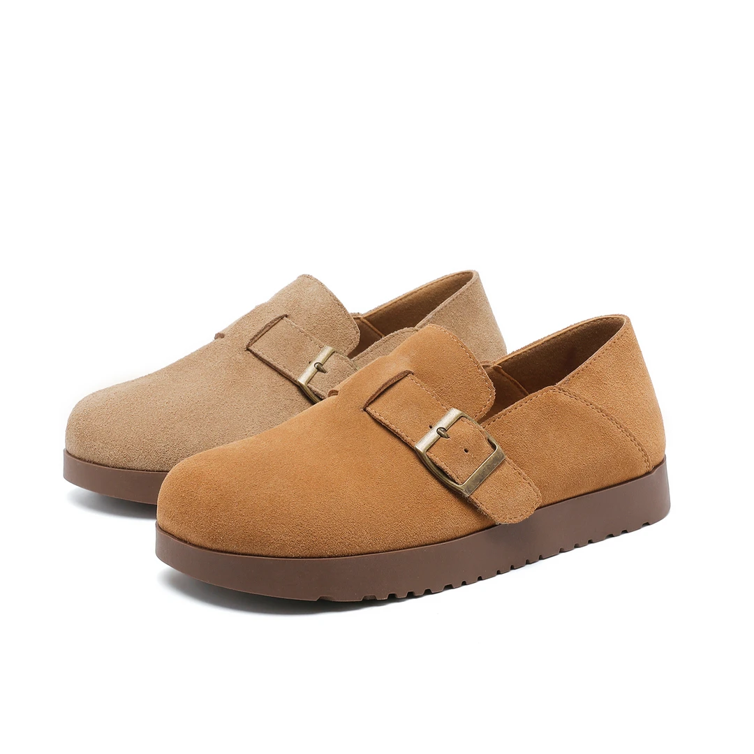 勃肯鞋女2024秋季新款皮带扣时尚复古百搭厚底单鞋H04