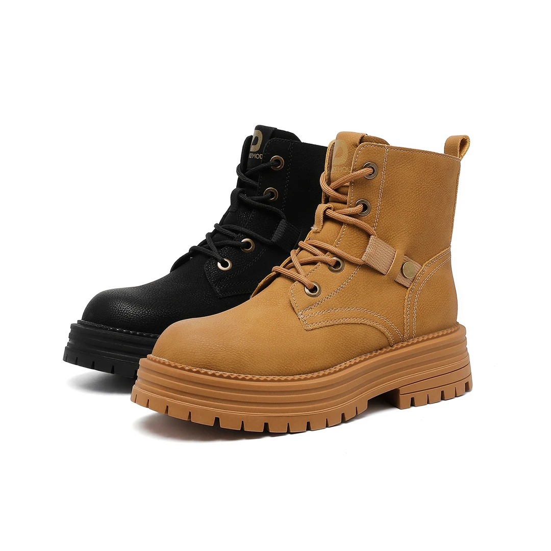 厚底马丁靴子女2024年秋冬季新款增高百搭保暖短靴H28