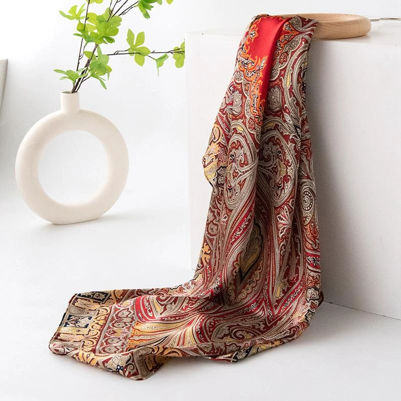 真丝丝巾女礼盒2025新款围巾薄款桑蚕丝长条纱巾送妈妈腰果花披肩