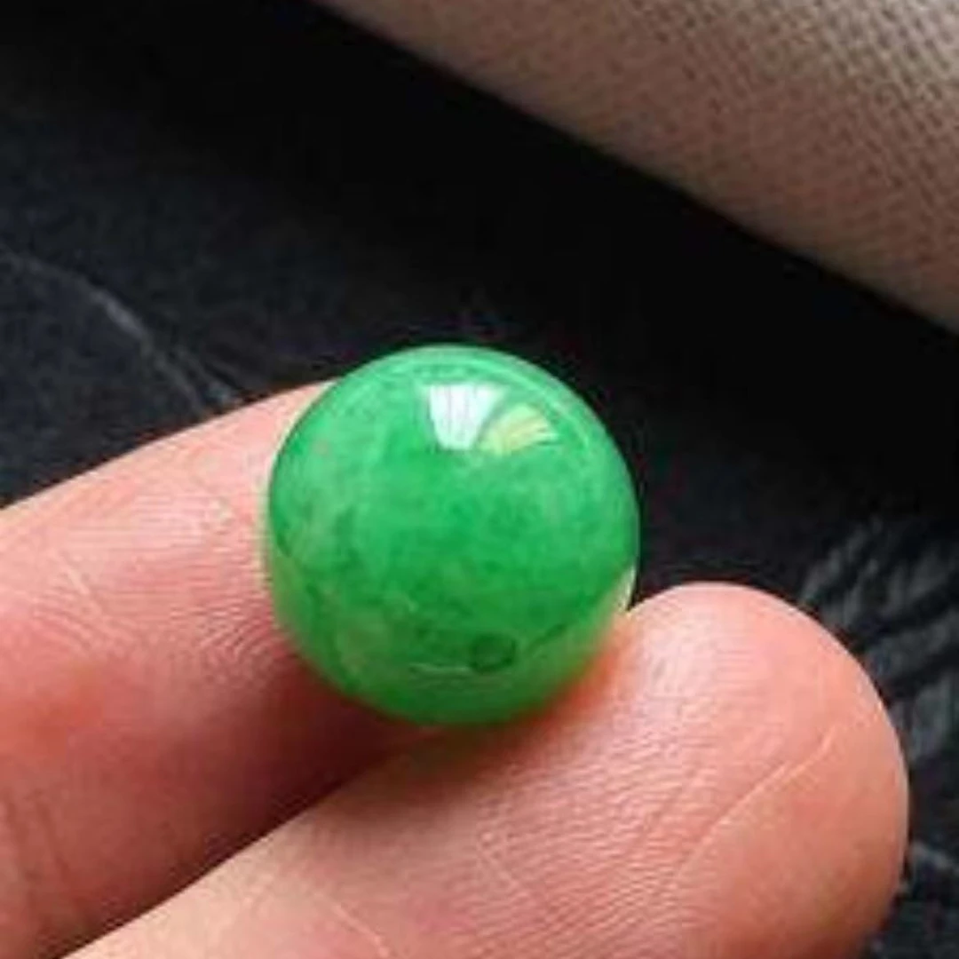 阳绿翡翠珠子散珠单珠DIY圆珠卡8MM 一颗