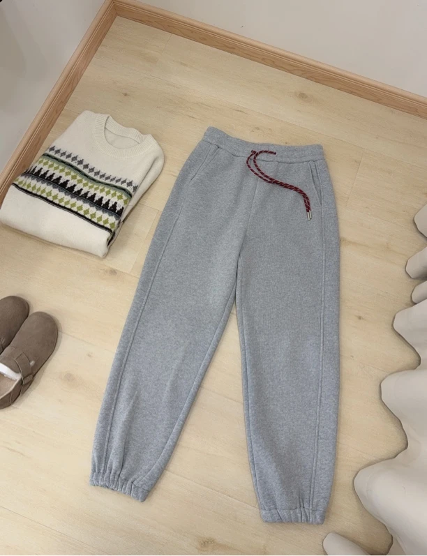 显瘦加绒卫裤2024秋冬新款