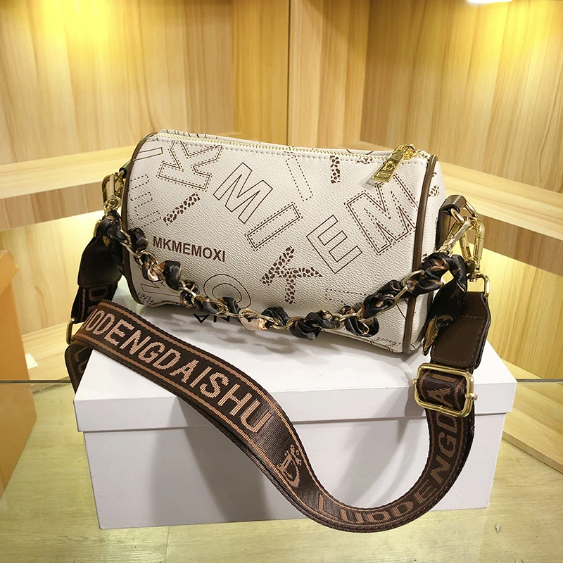 【尼卡专属】小众高质感潮流宽肩带韩版百搭圆筒包时尚肩包腋下包包