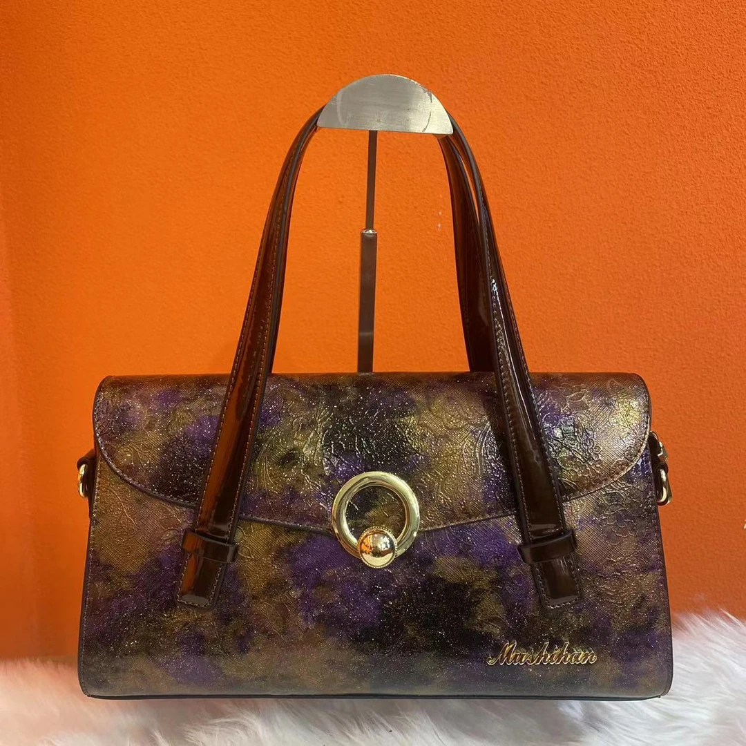 （底长34高20厚13CM）气质枕头款女士手提包真皮女包锦上添花9130紫