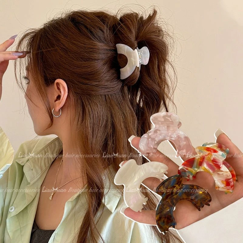 2024新款夏季高马尾抓夹小号简约醋酸半扎发发夹女后脑勺夹子头饰