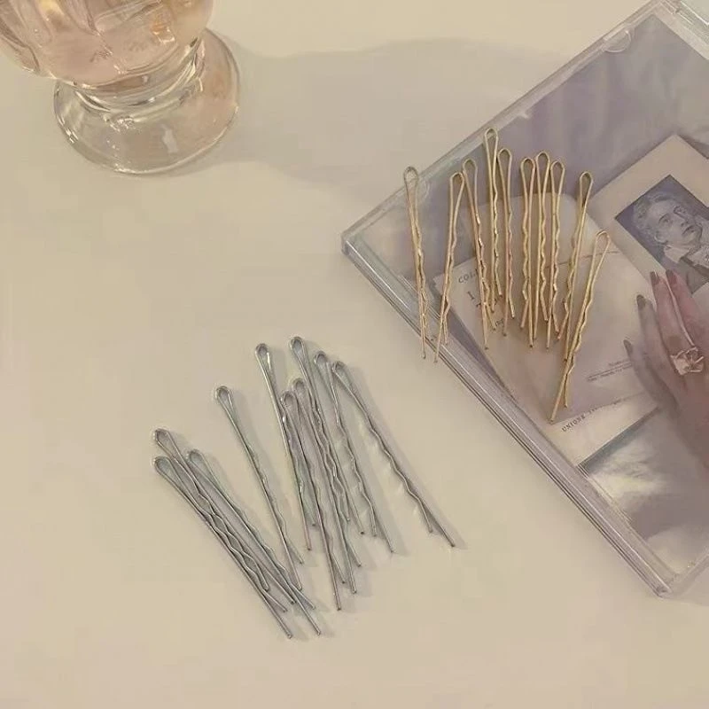 日系超人气复古金色交叉一字夹韩国百搭造型刘海夹发夹一套十只