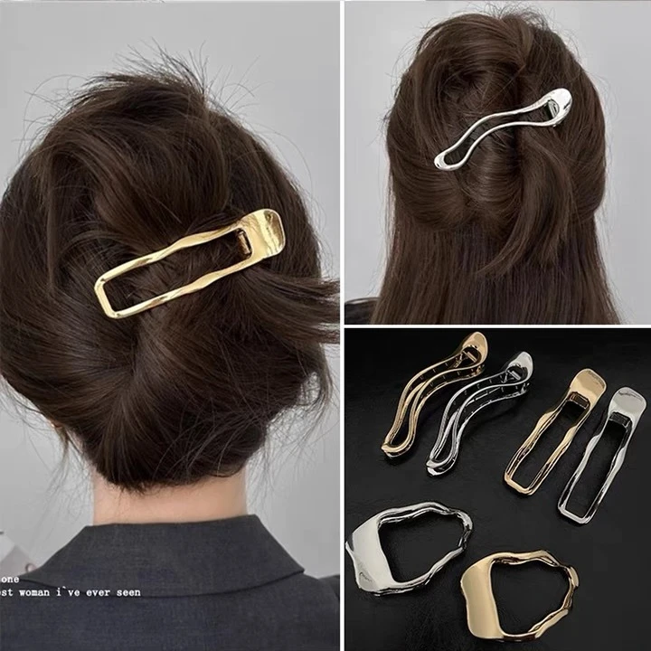 几何矩形不规则发夹女后脑勺盘发一字抓夹冷淡风金属鸭嘴夹子头饰
