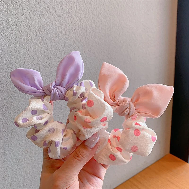 夏季儿童发圈兔耳朵波点大肠圈宝宝头绳韩版小女孩马尾丸子头皮筋