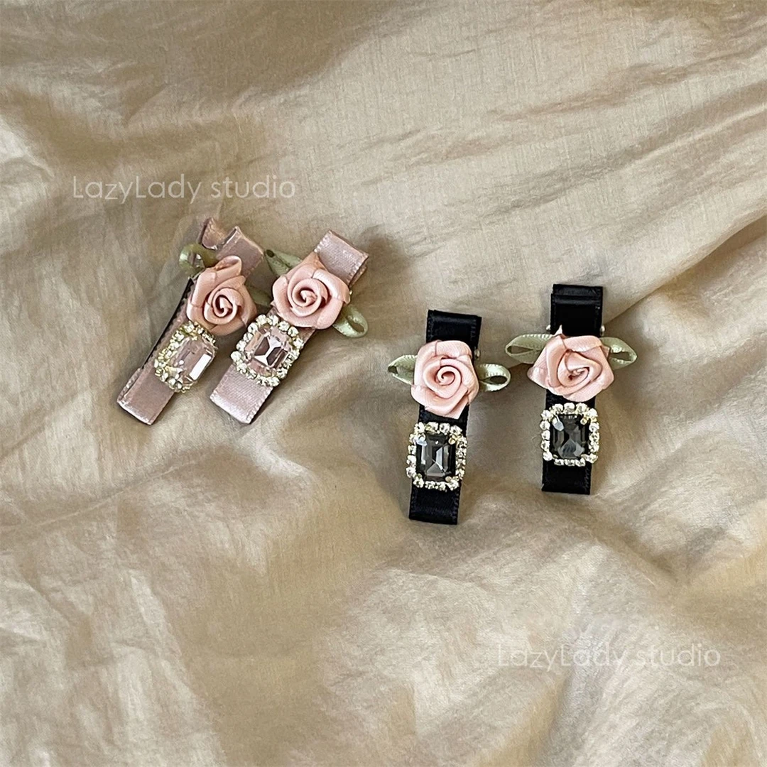 春夏新 小众独特精致小发夹 花朵钻石精美鸭夹边夹侧边夹发饰女