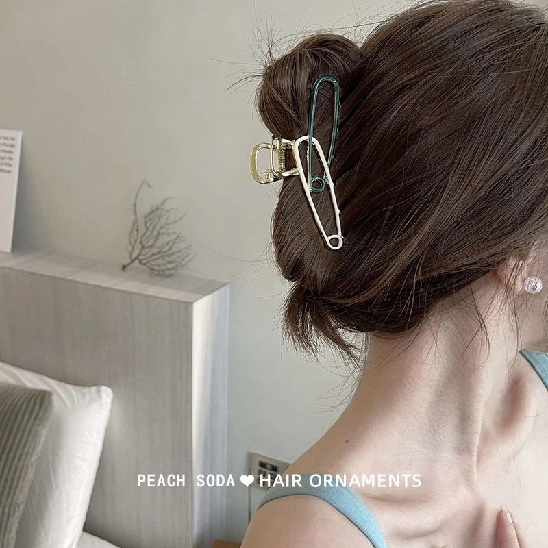 气质优雅金属别针发夹网红大号抓夹后脑勺盘发鲨鱼夹女头饰发卡