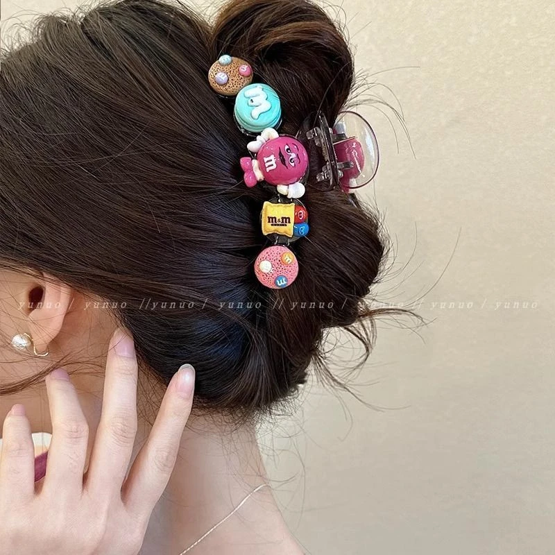 甜心糖豆~网红可爱抓夹半扎发女新款发夹后脑勺夏季鲨鱼夹子头饰