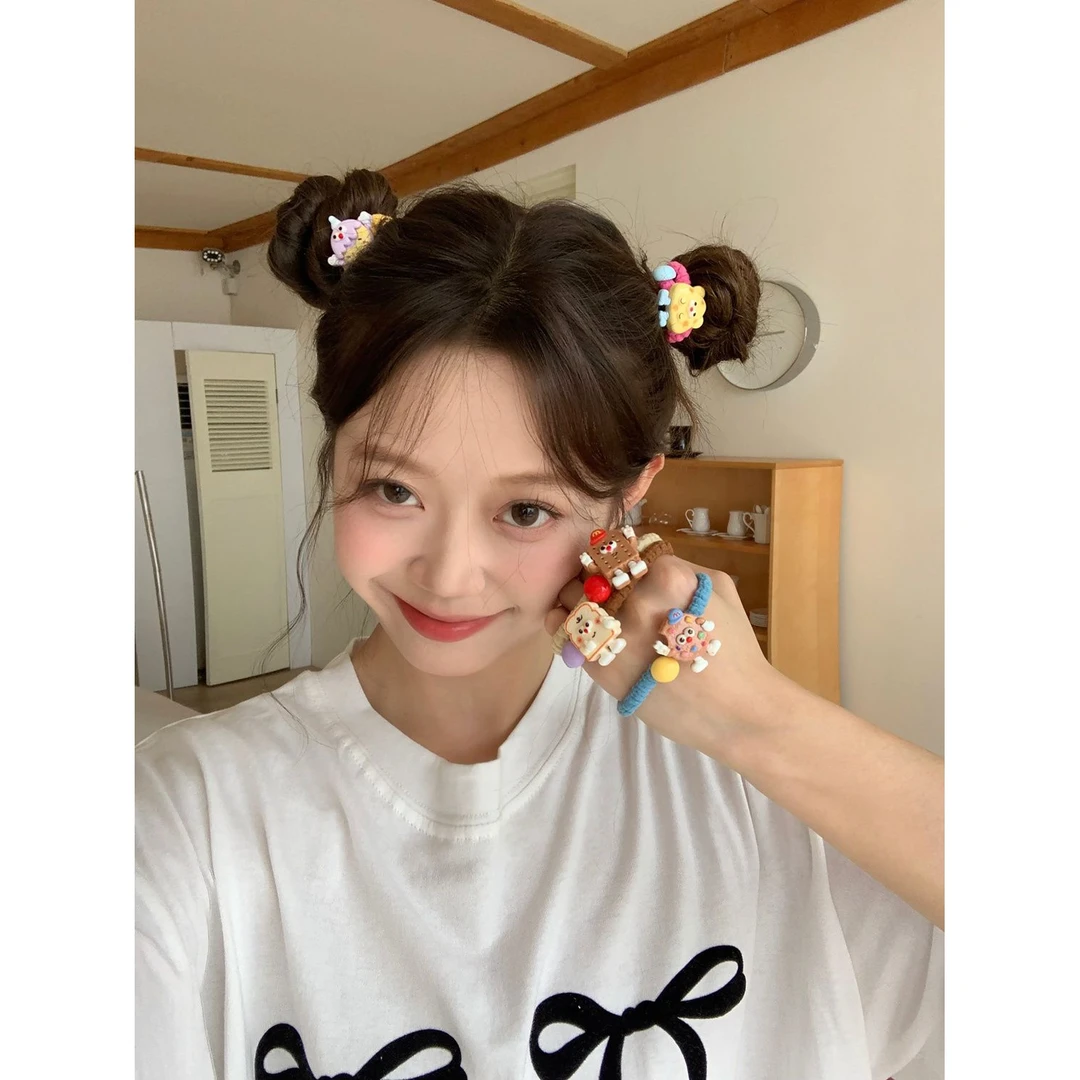 可爱曲奇饼干发绳趣味少女心头绳扎马尾皮筋发圈发饰头饰2024新款