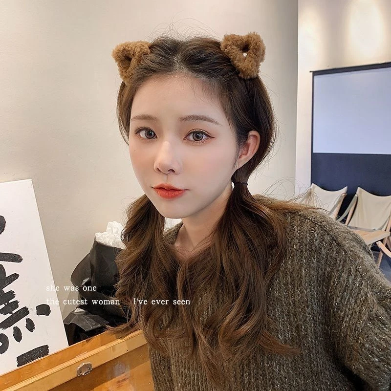 猫耳毛绒发夹前额碎发小号抓夹减龄爆款可爱毛球发饰刘海侧边夹子