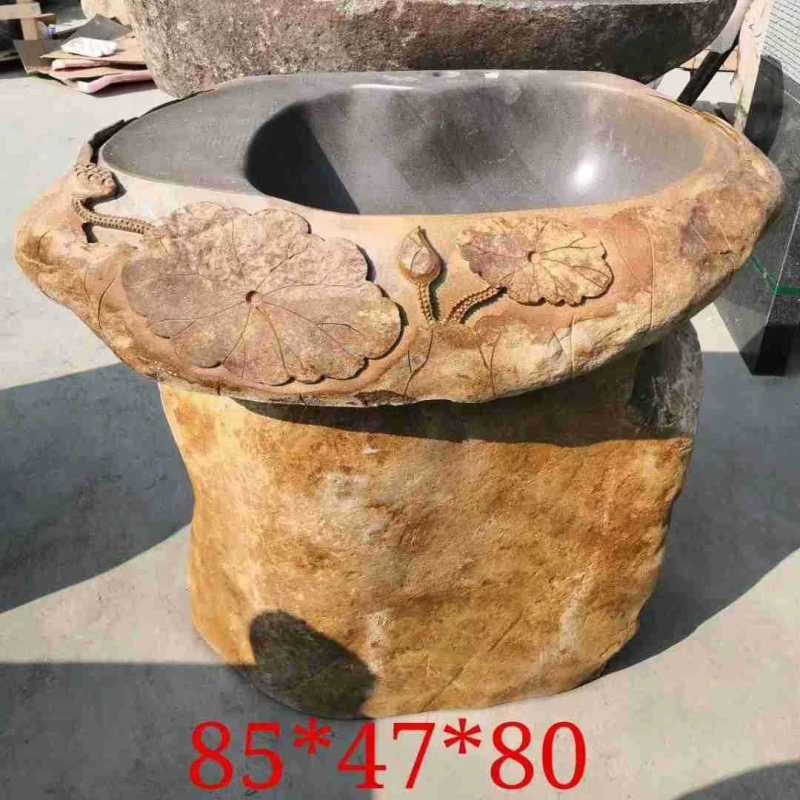 一物一拍花岗岩石材仿古洗手盆 洗衣池 别墅庭院石摆件