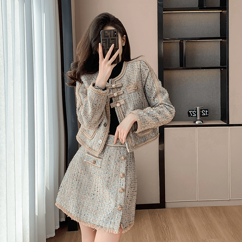 高端轻奢小香风套装女2023年秋季新款气质高级感半身裙两件套洋派