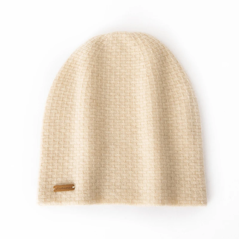 一线成型100%纯山羊绒圆顶帽女男女通用玉米粒针织加厚护耳包头帽