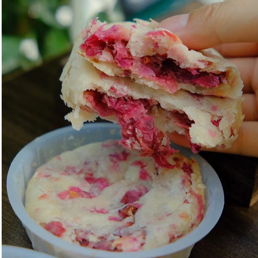 云匠南心香妃鲜花饼传统中式传承软糯即食玫瑰中秋礼盒袋子