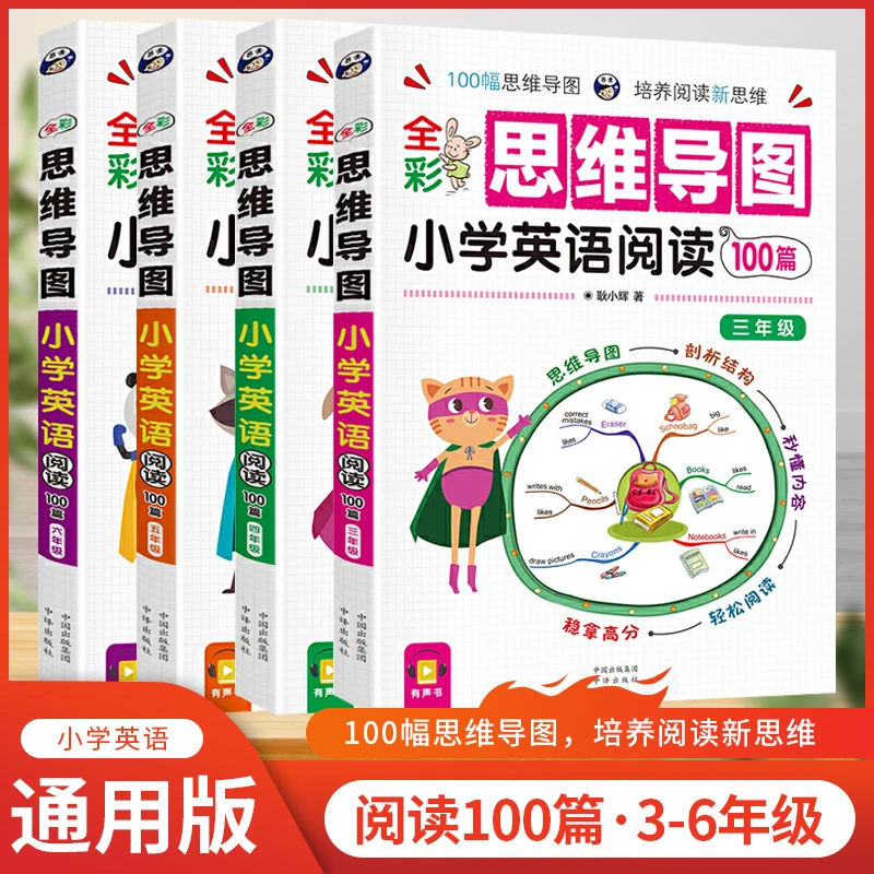 T全彩思维导图小学英语阅读100篇三四五六年级