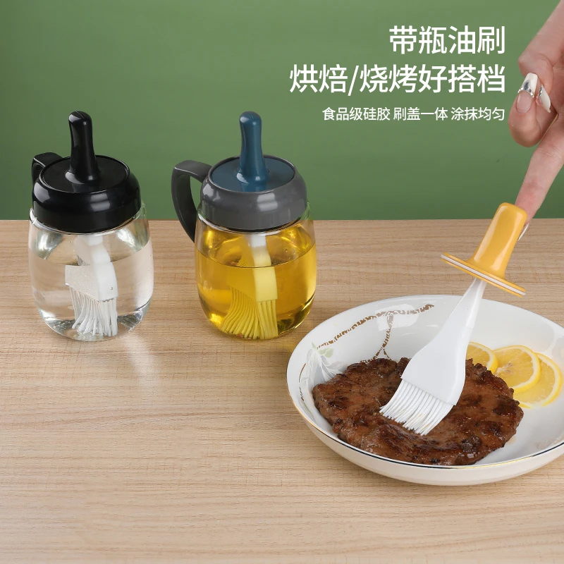 把手油刷耐高温厨房带瓶玻璃一体烧烤烙饼神器刷硅胶刷食品级刷子