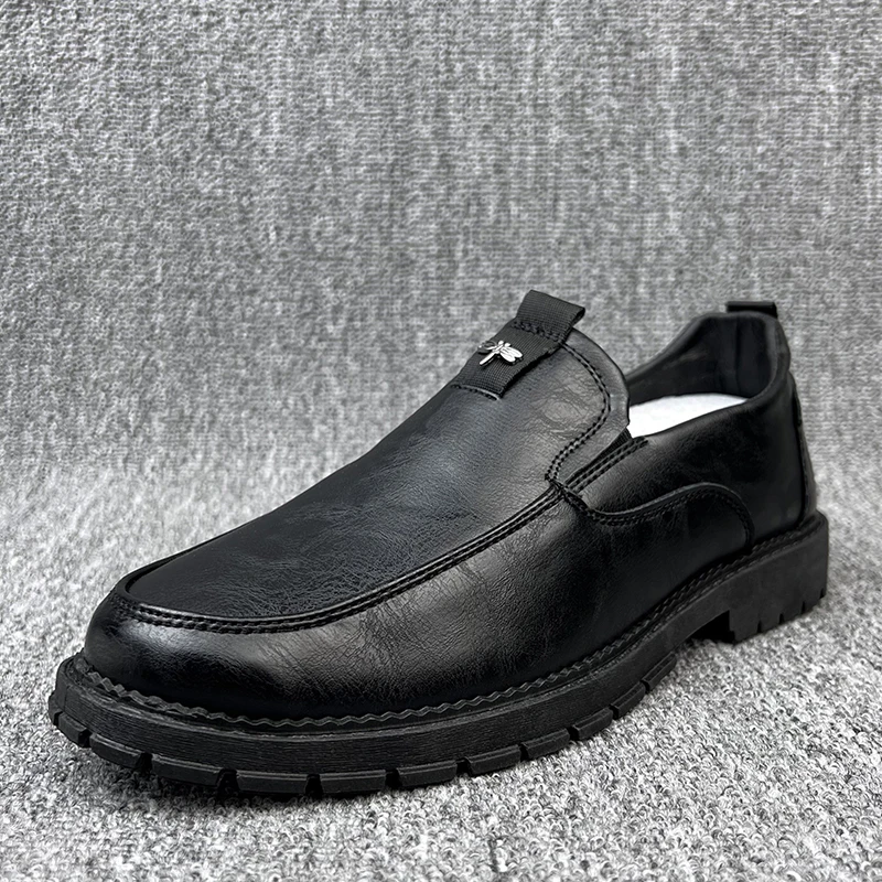 0161新款男士套脚皮鞋休闲皮鞋休闲乐福鞋软底