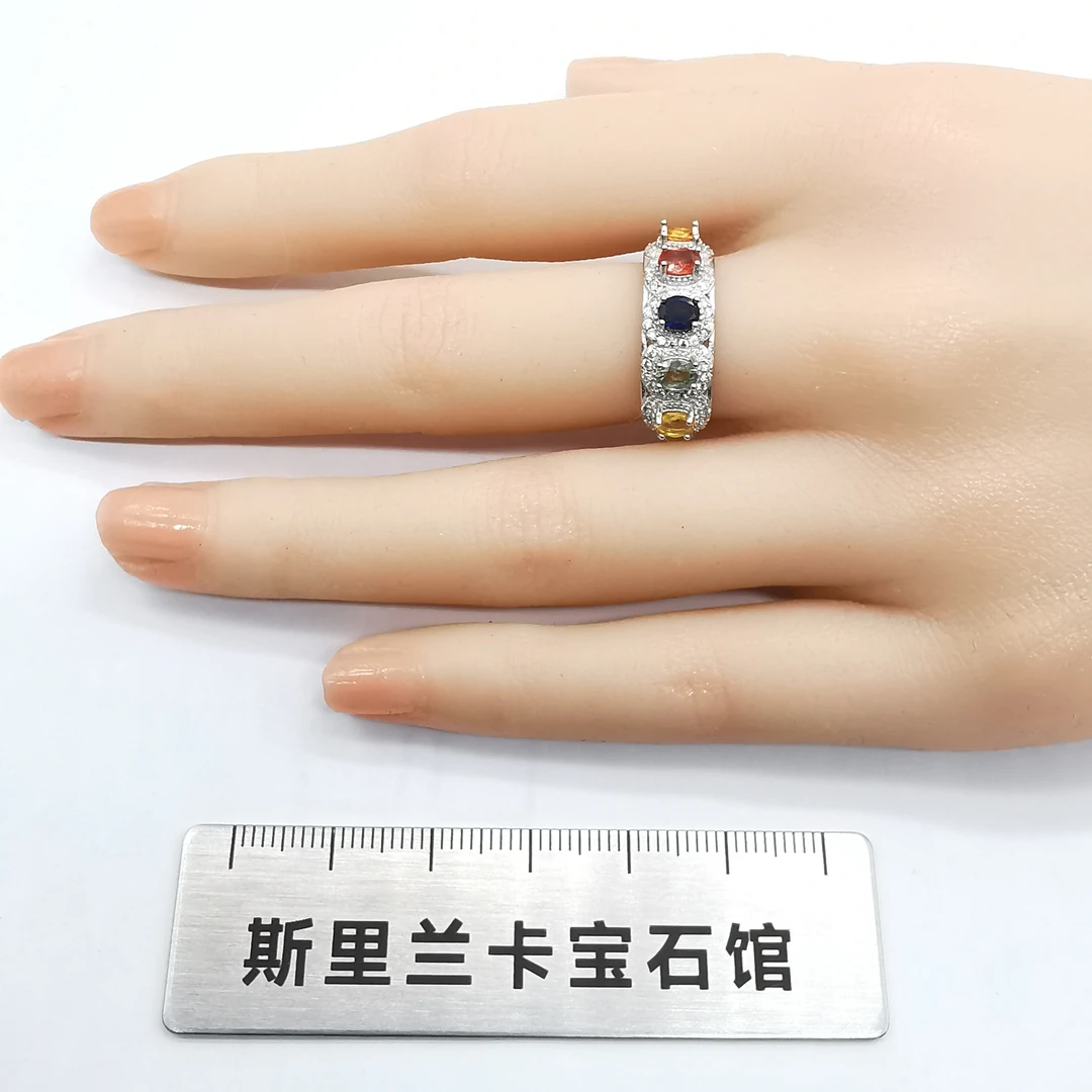 椭圆形彩色蓝宝石排戒/LBSJZ1223-22