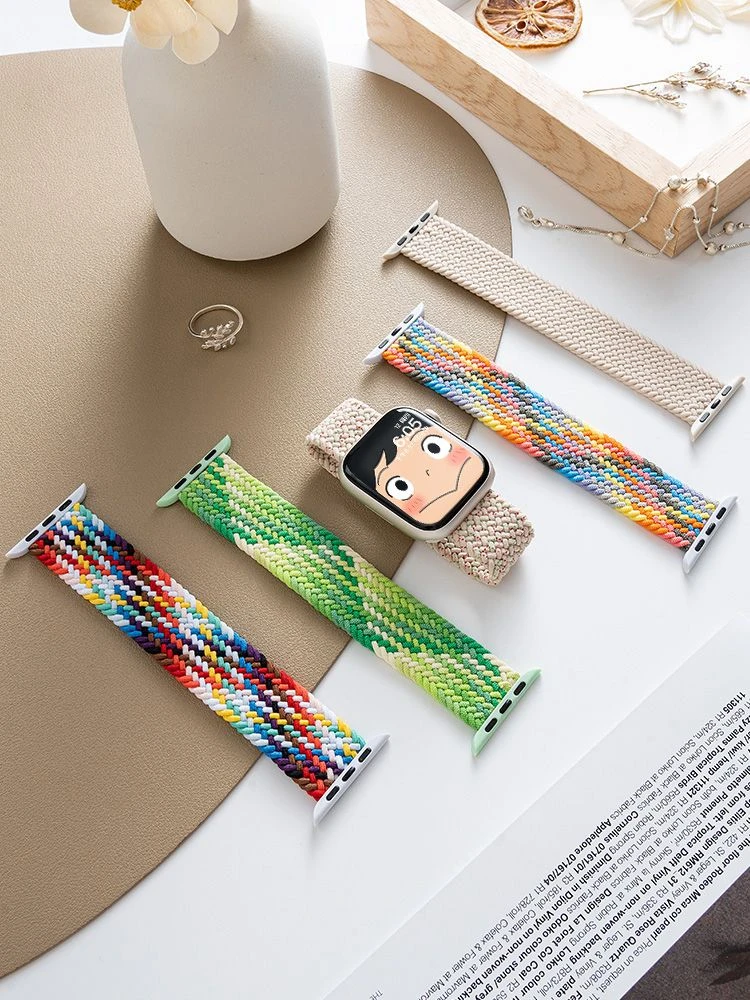 单圈编织透气弹力表带适用苹果Appleiwatch/S10/9/8/7SEultra手表