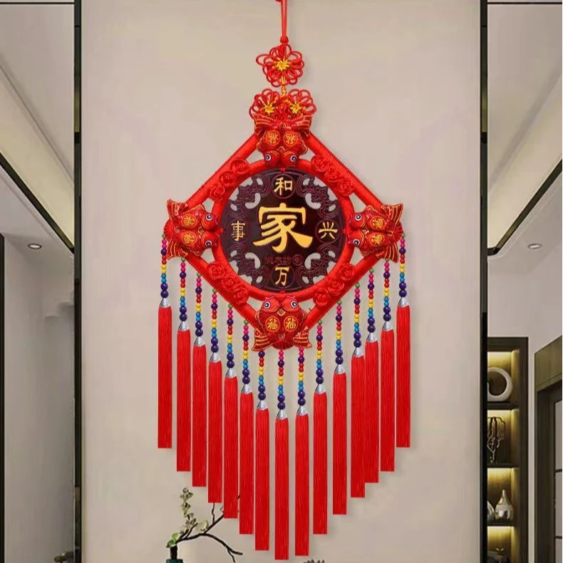 民族风桃木中国结新款挂件客厅大号福字乔迁装饰玄关春节喜庆