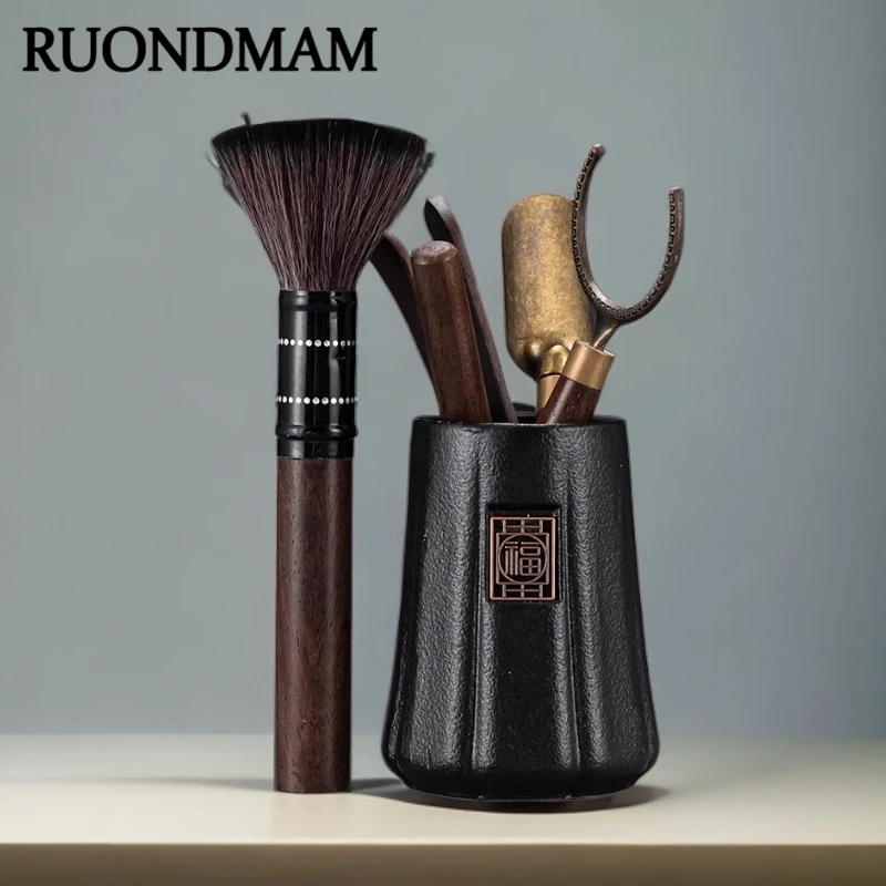 RUONDMAM茶道六君子套装功夫茶具配件大全茶台泡喝茶泡茶轻奢家用