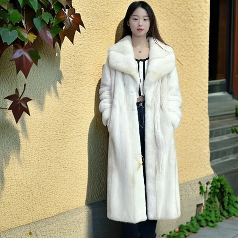 秋冬金十字披肩大方领防风插肩袖长款女式水貂外套