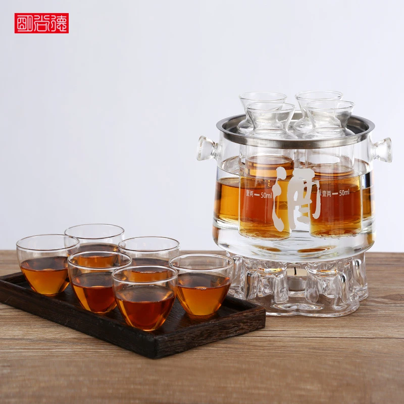 明尚德QM422温酒器透明过滤大容量调酒耐热套装家用创意加厚日式