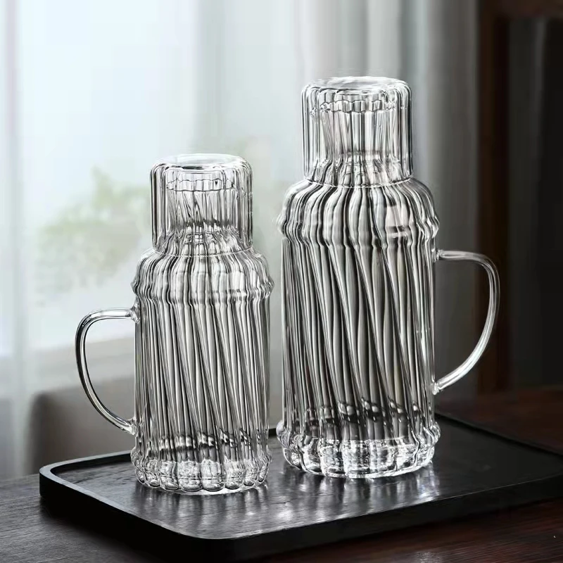 明尚德启伏凉水壶大容量耐热玻璃储水棱果汁喝水杯冷水壶透明奶杯