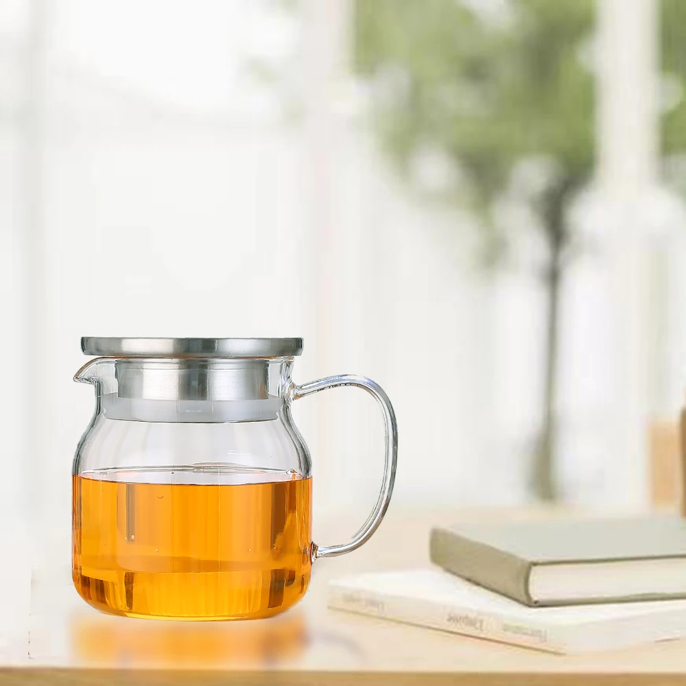 明尚德KT玻璃大容量高硼硅水杯花不锈钢盖子家用茶杯茶杯玻璃过滤