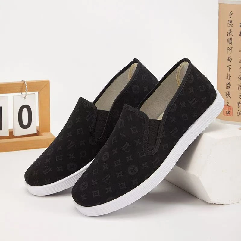 老北京布鞋印花男士轻便软底黑色平底透气耐磨男鞋时尚舒适板鞋