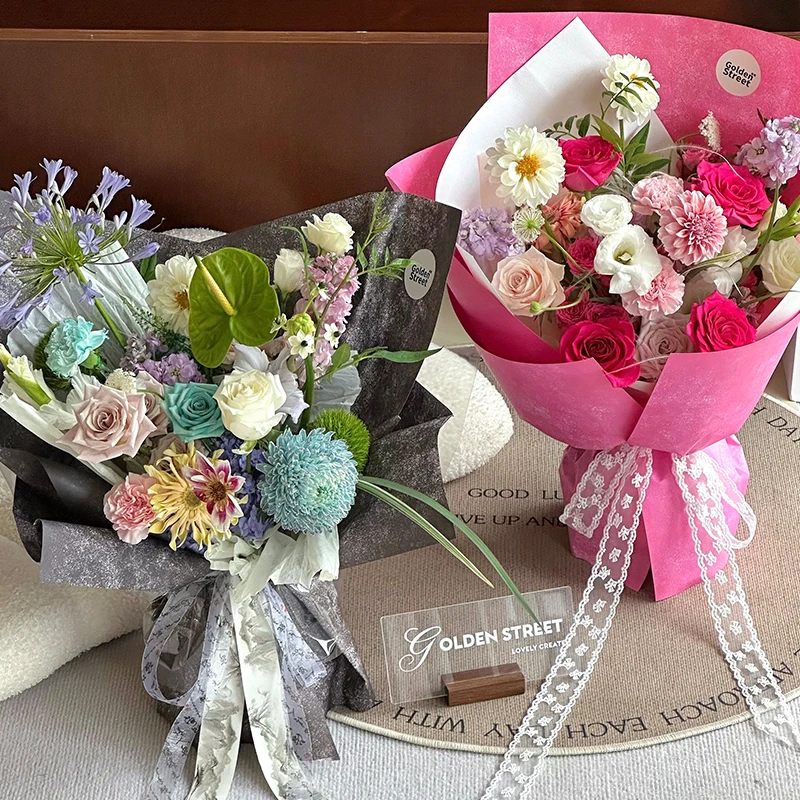 轻奢银点肌理纸花艺包装纸纯色艺术纸diy花束手工鲜花包装材料