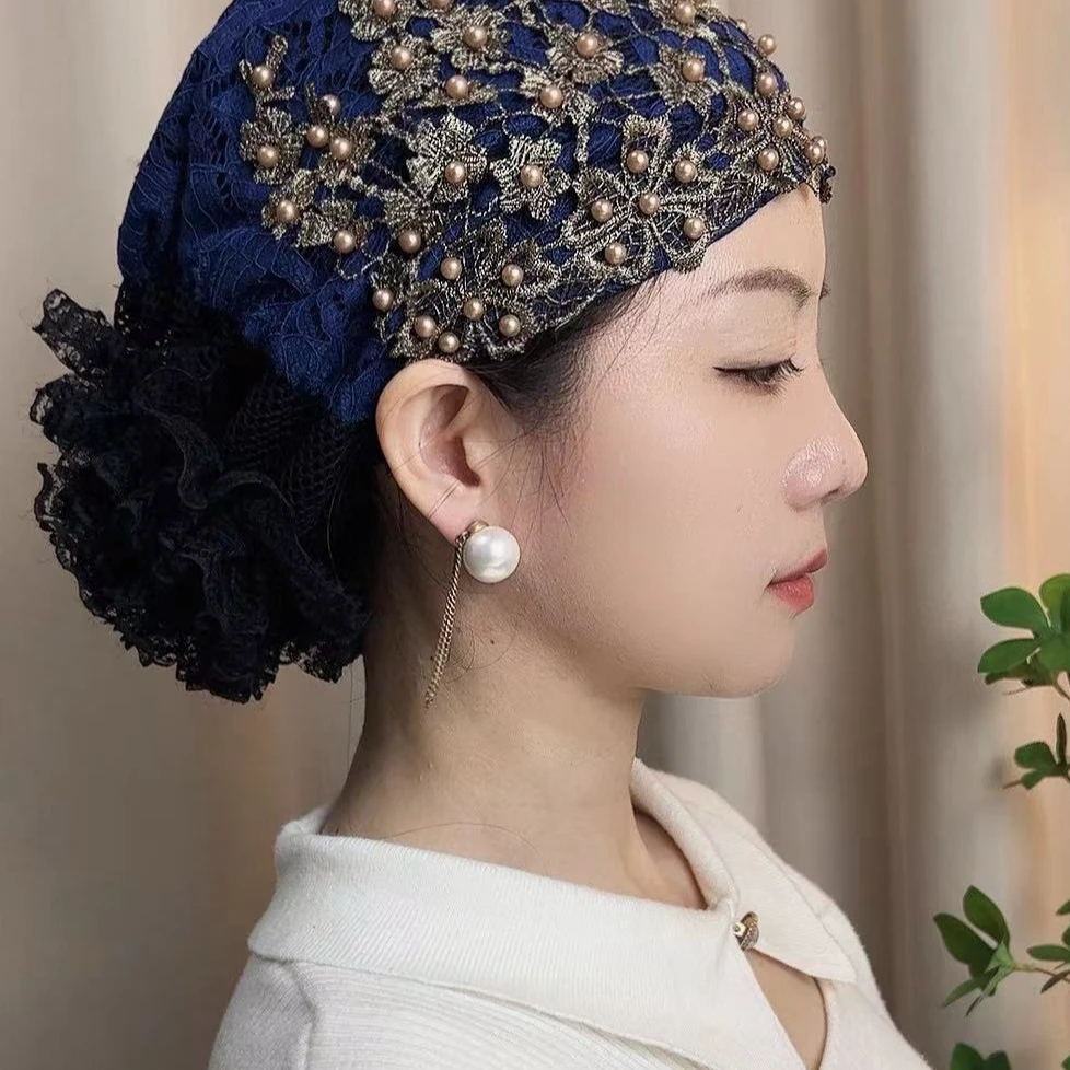 遮白发头饰帽子纱巾女秋冬新款回族头巾妈妈款减龄百搭洋气包头帽