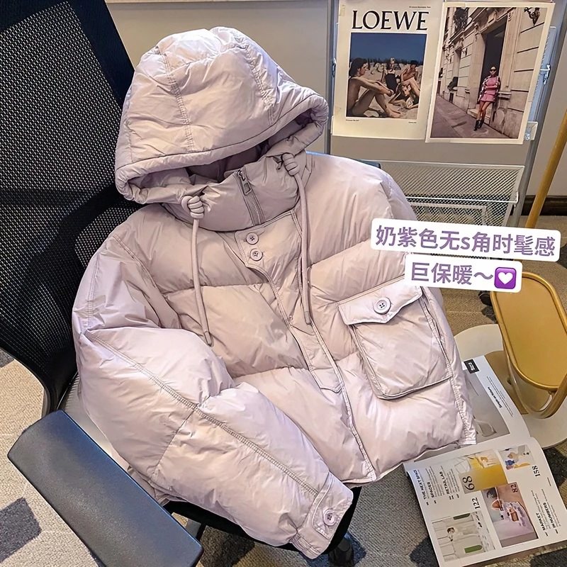 短款连帽棉服女2023冬季新款加厚小个子韩版百搭面包服外套保暖潮