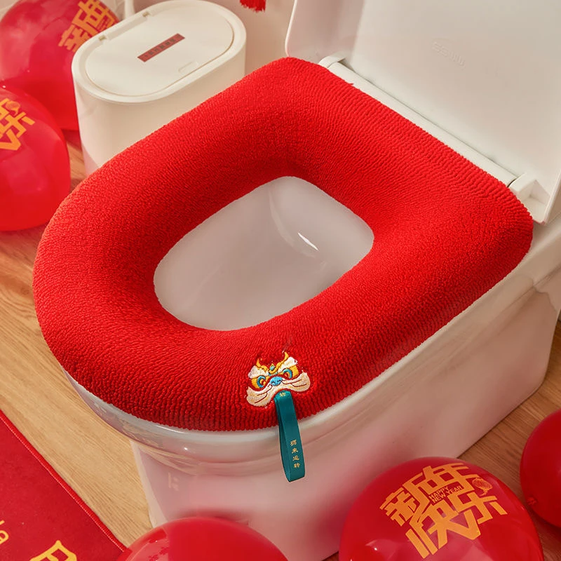 新年家用冬季加厚加大马桶坐垫毛绒保暖马桶套通用可水洗坐便套垫